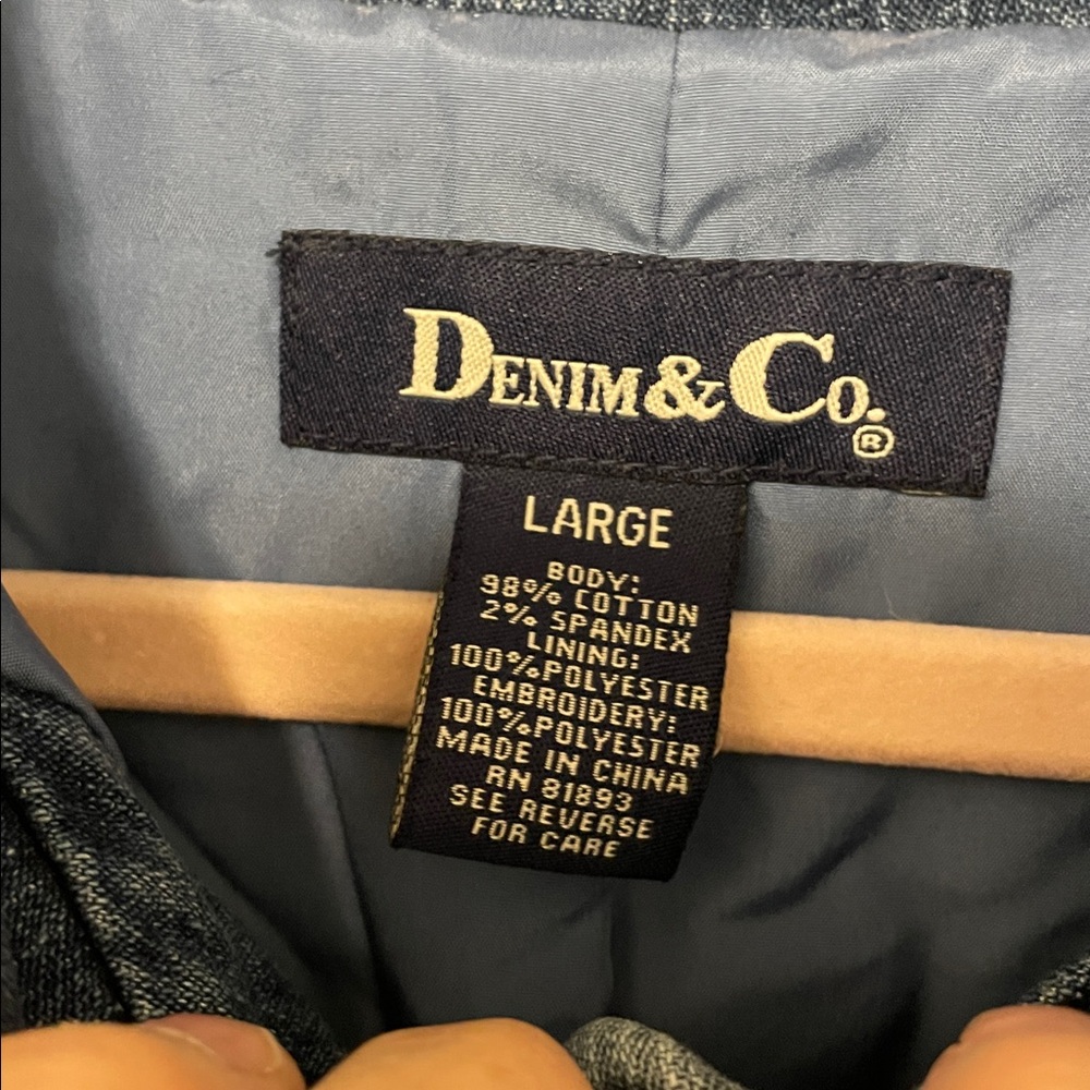 Denim & Co. Embroidered Denim Jacket - Size Large - Picture 3 of 8